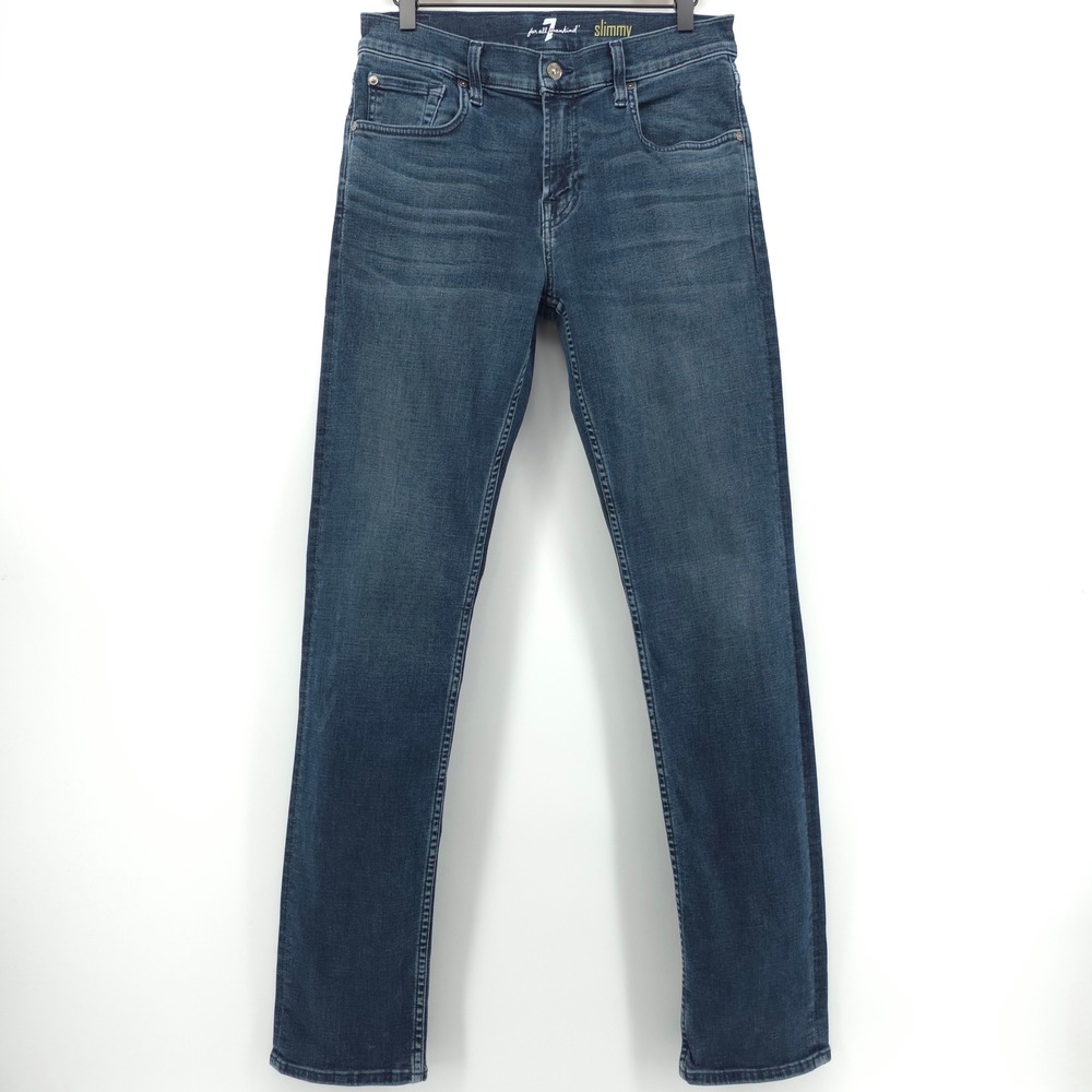 7 For All Mankind Womens Slimmy Jeans 32 Dark Blue Slim Fit‎ Stretch Denim